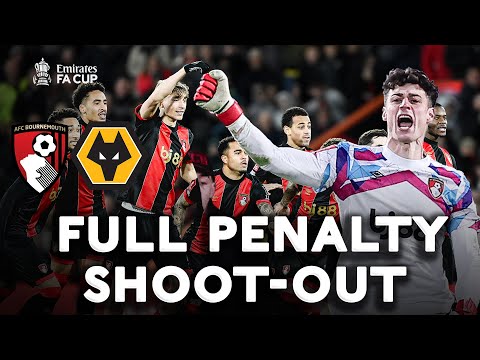 FULL PENALTY SHOOT-OUT | Bournemouth v Wolves | Fifth Round | Emirates FA Cup 2024-25