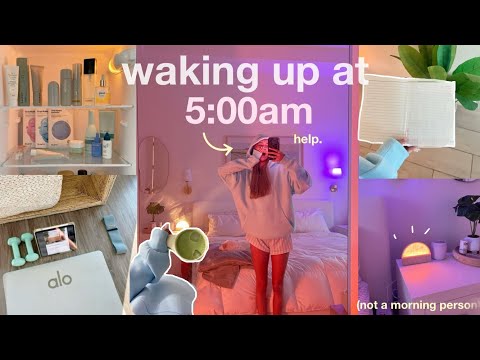 WAKING UP AT 5AM🧚🏼 *realistic* + productive morning routine