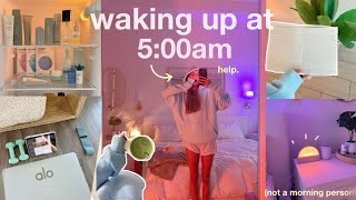 WAKING UP AT 5AM🧚🏼 *realistic* + productive morning routine