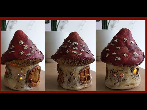 🍄Amanita Mushroom House Lantern | Clay ♥ Jar | DIY🍄