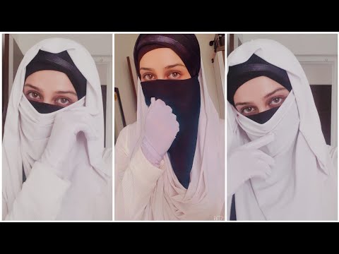 Black &white combination Niqab