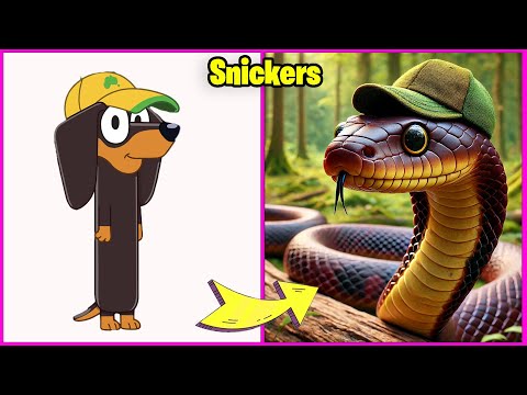 Bluey Characters As Snakes 🐍🐩+ Guess The Voice & Song Quiz + Their Favorite Drinks & More | Snickers