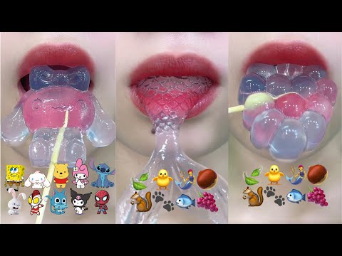 Satisfying ASMR: Clear Jelly Emoji Mukbang Experience!