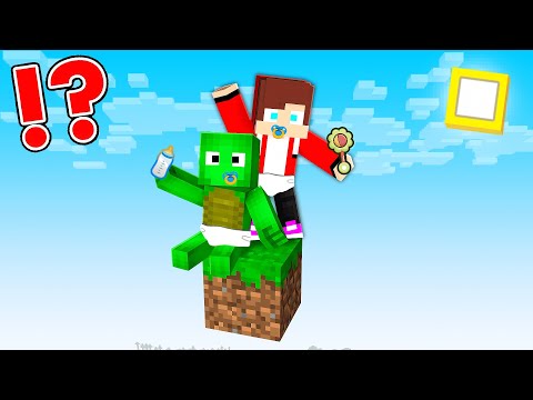 Mikey And JJ Survive As A BABY On ONE BLOCK In Minecraft - Maizen