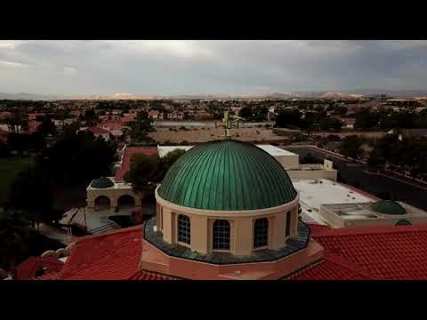 Drone shots of a church in Sin City Las Vegas