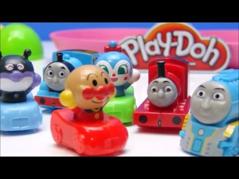 アンパンマン トーマス おもちゃ たまご 粘土 Play-Doh エッグ お子さまランチ M&Mチョコかくれんぼ サッカーゴール らーめん 33分  Anpanman