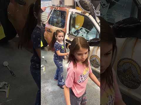 Washing the car at children’s Museum #FYP #Fun #Kids #YouTubeShorts #Life #Sisters #Forever