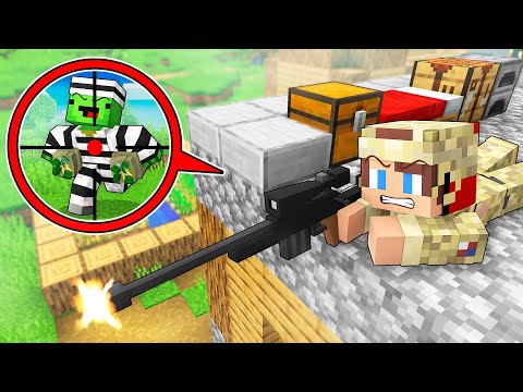 Mikey CRIMINAL vs JJ SNIPER Survival Battle in Minecraft (Maizen)