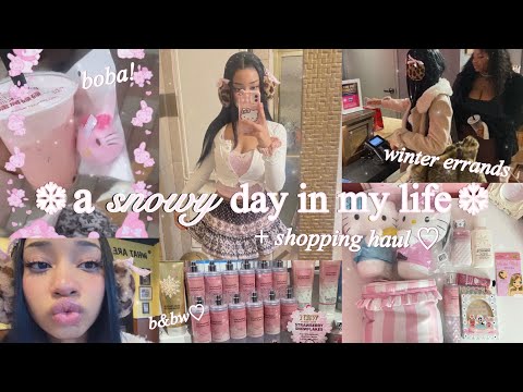 a day in my life while it snows ♡ winter errands, boba, shopping haul