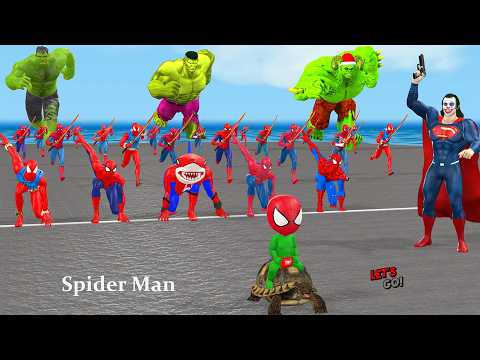 Siêu nhân nhện🔴Spider-Man rescues 5 Superheroes Iron man from the bad guys Venom vs Hulk vs Joker