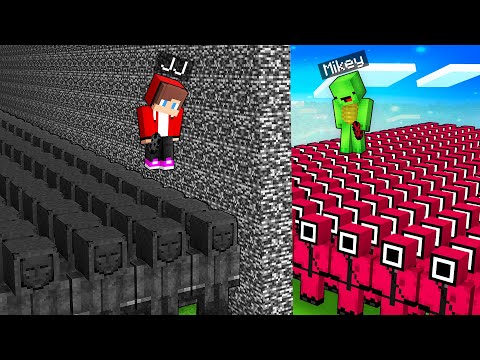 JJ’s FRONT MAN Army vs Mikey’s GUARD Army Battle in Minecraft! (Maizen)