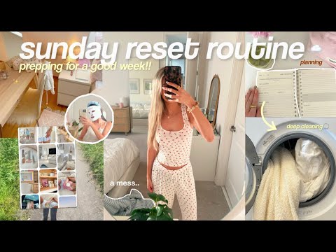 SUNDAY RESET ROUTINE☁️ deep cleaning, productive, self care + recharging