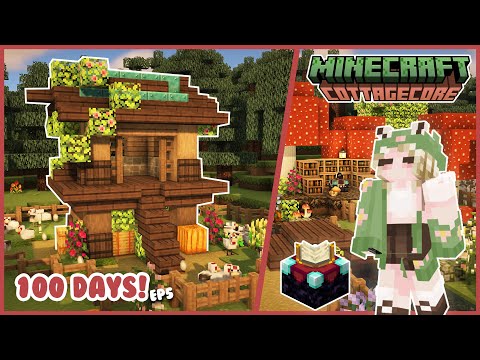 🍂I built a Chicken Coop & Mushroom Enchanting Cove in my 100 Days of Cottagecore Minecraft World! 🍄