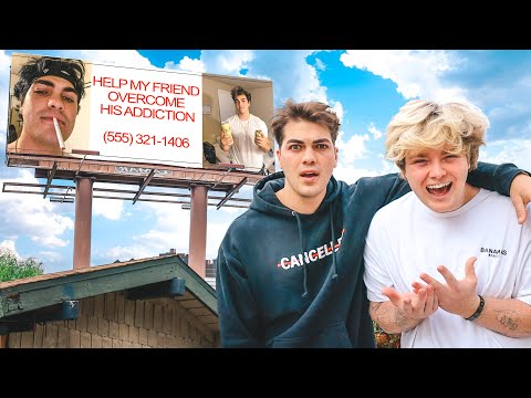 SURPRISING BEST FRIEND WITH EMBARRASSING BILLBOARD!!