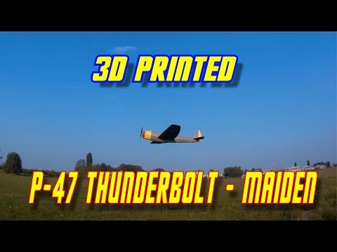 3D printed P-47 RC airplane maiden flight