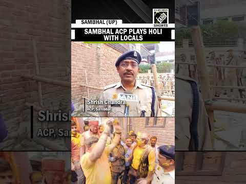 Sambhal ACP Shrish Chandra plays Holi with locals ahead of festival