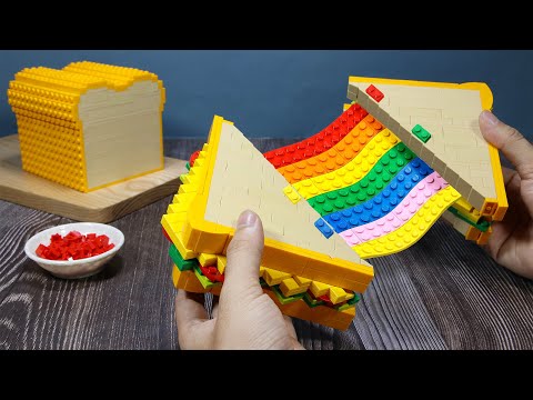 LEGO CHEESY RAINBOW The World's MANLIEST Grilled Cheese Sandwich 🥪 LEGO Fat Food