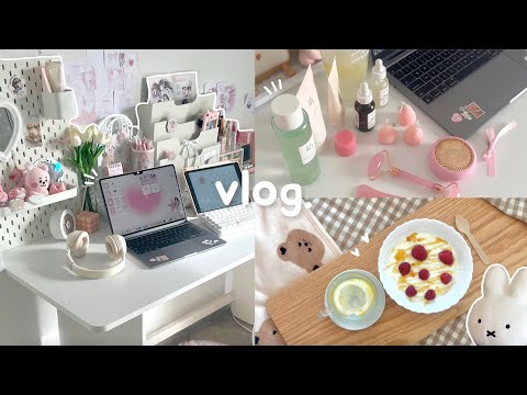 Self-care vlog🌷room makeover, skincare routine, healthy habits, deliveredkorea haul, newjeans album