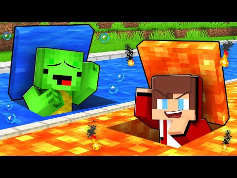 JJ's LAVA House vs Mikey's WATER House SECRET BASE Battle in Minecraft - Maizen