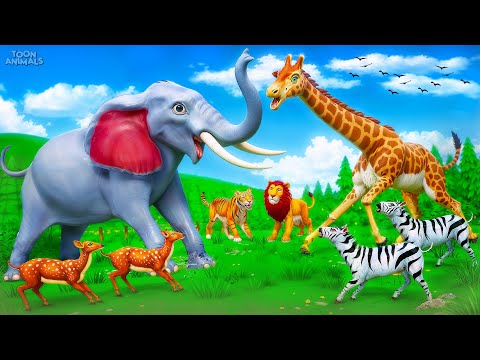 Elephant vs. Giraffe! 🐘🦒 Epic Food Fight in the Wild - Hilarious Wildlife Funny Moments!