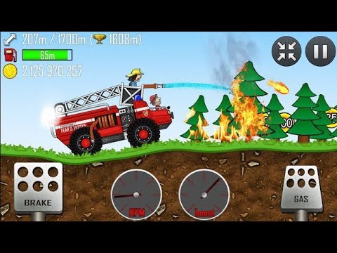 Hill Climb Racing - FIRE TRUCK and POLICE CAR in beach Big fire - Gameplay