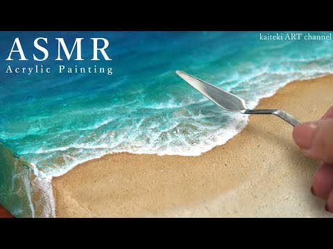 ASMR 🏖 Acrylic Painting, Ocean Waves