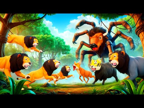 Good Animals vs Evil Monster Animals: Epic Battle of Lion, Fox, Hippo, Bison & Elephant!