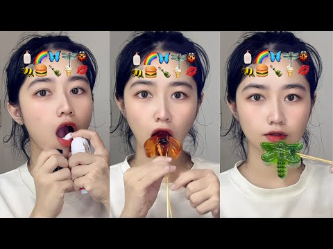 ASMR Emoji Food Challenge Mukbang Eating Sounds