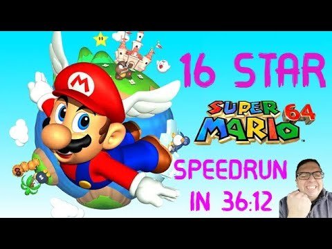 Super Mario 64 Speedrun in 36 minutes 12 seconds (16 star, EMU)