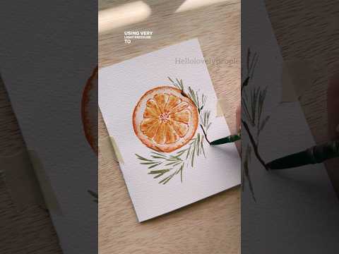 Day 10 of our watercolor holiday card making. Anyone else get an orange in their stocking as a kid?