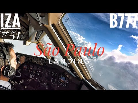 B777 FULL APPROACH & LANDING São Paulo GRU | Cockpit View | ATC & Crew Communications