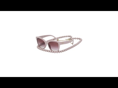 Chanel 5487-A Square Sunglasses with Chain Pink