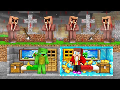 Mikey Poor GRAVE vs JJ Rich GRAVE in Buried Alive in Minecraft - Maizen