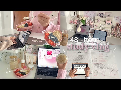 48-hour study vlog 🫐 morning routines, how I plan my days, lots of note taking, being productive !