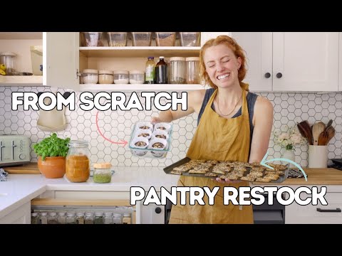 Pantry Restock From Scratch | peanut butter cups, pesto, crackers, etc...