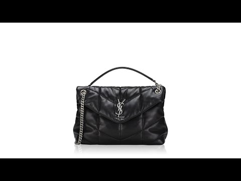 Saint Laurent Lambskin Puffer Monogram Loulou Medium Shoulder Bag Black