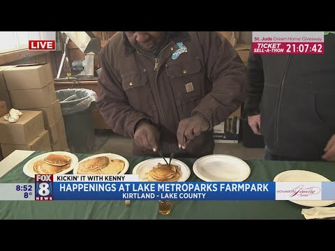 Kenny's getting his fill of pancakes & fresh maple syrup at Lake Metroparks Farmpark