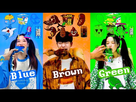 COLOR FOOD MUKBANG🔥 [Blue🦋 • Brown💩 • Green🐸]