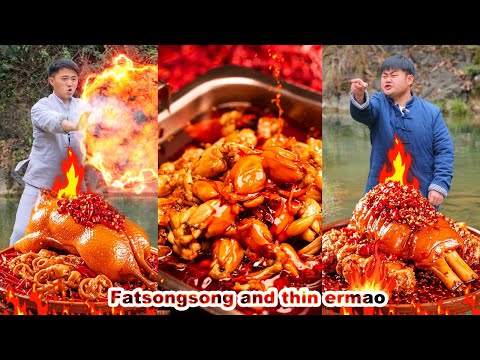 Shocked❗ This time, Songsong successfully made Ermao spicy❗| songsong and ermao | mukbang