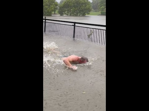 Queensland backyard turns into "Cyclone Alfred Olympics"