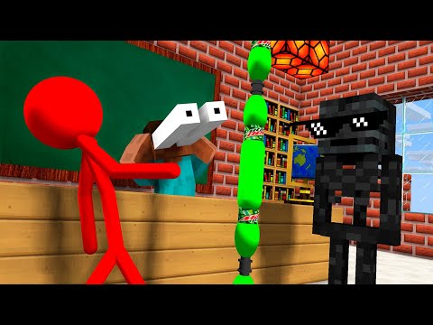 Monsters & Herobrine: STICKMAN & BOTTLE FLIP CHALLENGE - Minecraft Animation