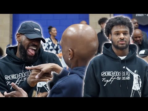 LeBron & Bronny Courtside for Bryce James Senior Night!