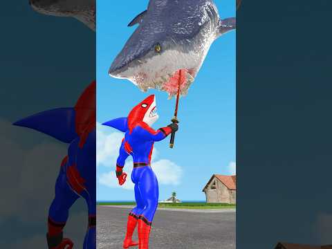 Spider Man Sword vs Shark Spider man #spiderman #gta #spidermansword