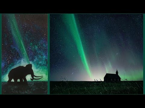 Watercolor Painting: Mammoth in The Night | Speedpainting