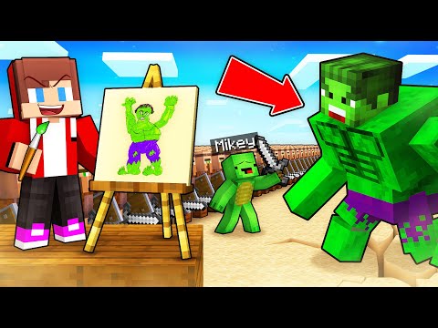 JJ’s DRAWING MOB vs Mikey’s 100 Villagers Army BATTLE in Minecraft (Maizen)