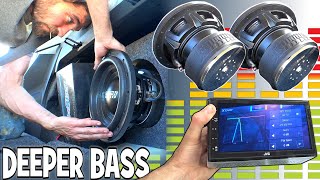 DEEPER BASS w/ 2 10" Subwoofers!! Installing NEW Car Audio Head Unit + How To Set Speaker Crossovers