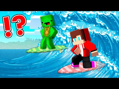 JJ And Mikey SURFING On The Raft In Minecraft - Maizen