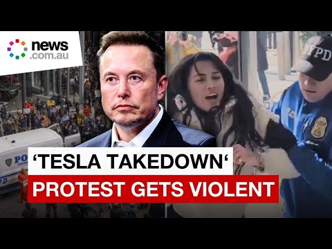 'Tesla Takedown' rallies turn destructive against Elon Musk