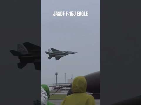 暴風雨の中、滑走路上をハイスピードローパスするF-15戦闘機 #shorts #航空自衛隊 #aviation #fighterjet