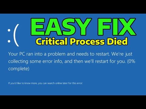 (2025) Fix Stop Code CRITICAL_PROCESS_DIED Windows Error